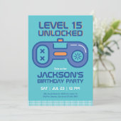 Retro Gamer Boy Blauwgroen Blue Video Games Birthd Kaart (Staand voorkant)