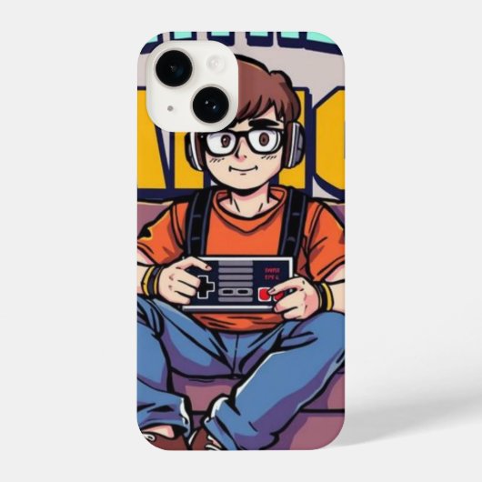 Retro Gamer Boy – Cool Cartoon Telefoonhoesje voor iPhone Hoesje (Achterkant)