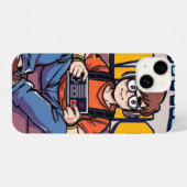 Retro Gamer Boy – Cool Cartoon Telefoonhoesje voor iPhone Hoesje (Achterkant horizontaal)