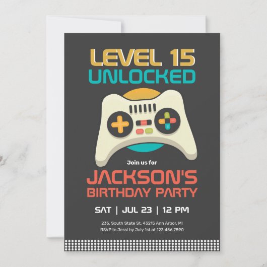 Retro Gamer Boy Level Unlocked Video Game Birthday Kaart (Voorkant)