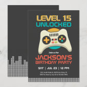 Retro Gamer Boy Level Unlocked Video Game Birthday Kaart (Voorkant / Achterkant)