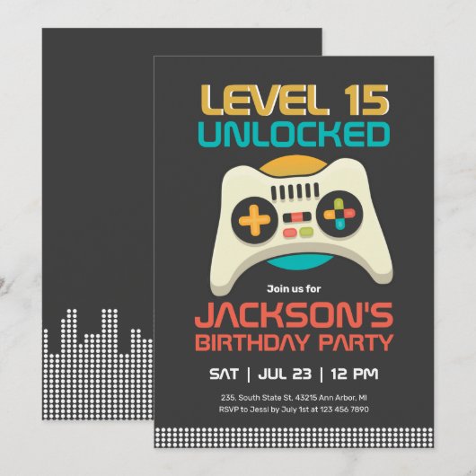 Retro Gamer Boy Level Unlocked Video Game Birthday Kaart (Voorkant / Achterkant)