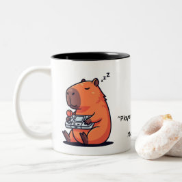 Retro Gamer Capybara Mug – Old School Vibes Tweekleurige Koffiemok