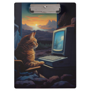 Retro Gamer Cat   8-Bit Pixel Art Gaming Klembord