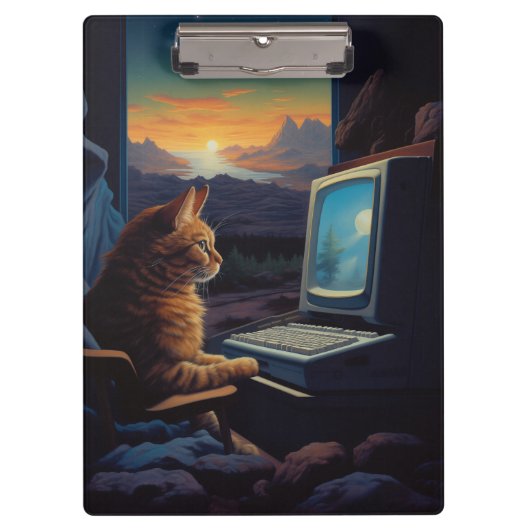 Retro Gamer Cat | 8-Bit Pixel Art Gaming Klembord (Voorkant)