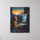 Retro Gamer Cat | 8-bits Pixel Art-gaming Canvas Afdruk (Voorkant)