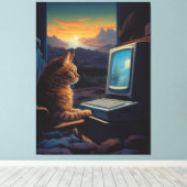 Retro Gamer Cat | 8-bits Pixel Art-gaming Canvas Afdruk (Insitu (Houten vloer))