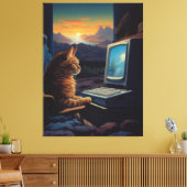 Retro Gamer Cat | 8-bits Pixel Art-gaming Canvas Afdruk (Insitu (Woonkamer))