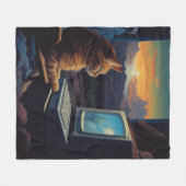 Retro Gamer Cat | 8-bits Pixel Art-gaming Fleece Deken (Voorkant (Horizontaal))