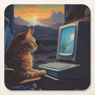 Retro Gamer Cat   8-bits Pixel Art-gaming Kartonnen Onderzetters