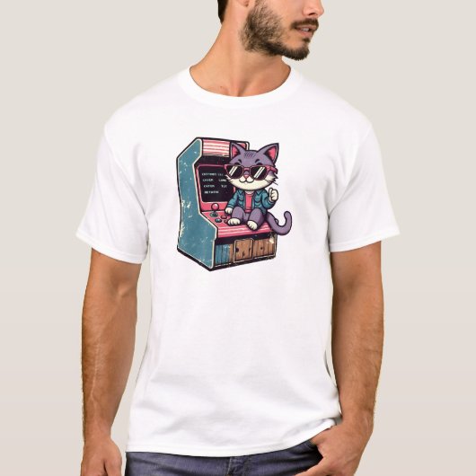 Retro Gamer Cat | Bootleg Arcade-stijl T-shirt (Voorkant)