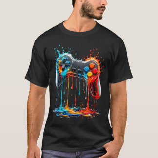 Retro Gamer Controller Color Splash T-shirt