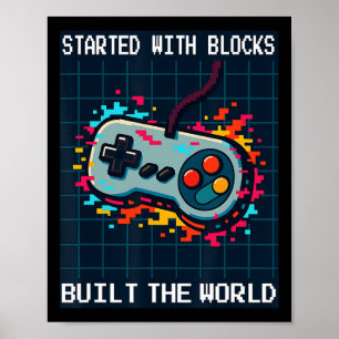 Retro Gamer Design Voor Mannen Begon Met Blokken B Poster