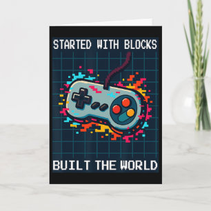 Retro Gamer Design Voor Mannen Begonnen Met Blokke Kaart