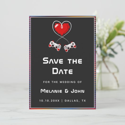 Retro Gamer Gaming Lovers Geek Funny Nerdy Simple Save The Date (Staand voorkant)