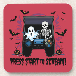 Retro Gamer Halloween - Skelet Arcadekast Bier Onderzetter