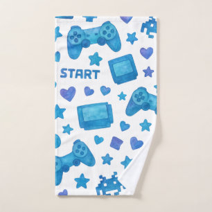 Retro Gamer Handdoek – Blauw Videospel