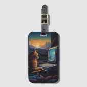 Retro Gamer Kat | 8-Bit Pixel Art Gaming Bagagelabel (Voorkant (verticaal))