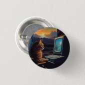 Retro Gamer Kat | 8-Bit Pixel Art Gaming Ronde Button 3,2 Cm (Voorkant /achterkant)