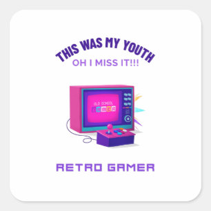 Retro Gamer Miss Zijne Jeugd Vierkante Sticker