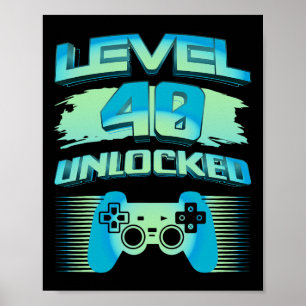 Retro Gamer Niveau 40 Ontgrendeld Verjaardag Ouder Poster