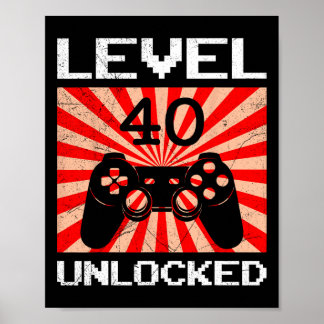 Retro Gamer Niveau 40 Ontgrendelde Controller Verj Poster