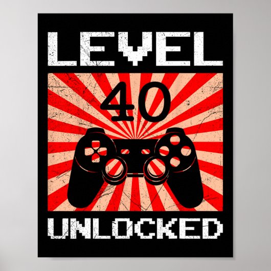 Retro Gamer Niveau 40 Ontgrendelde Controller Verj Poster (Voorkant)