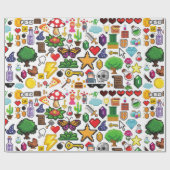 Retro Gamer Pixel Wrapping Paper Cadeaupapier (Vlak)