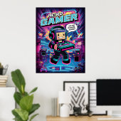 Retro Gamer Robot Poster (Thuiskantoor)