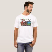 Retro Gamer Sinterklaas Pixel Kerstmis T-shirt (Voorkant volledig)