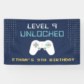 Retro Gamer Thema Kids Verjaardagsfeest Spandoek (Horizontaal)