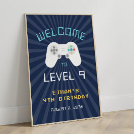 Retro Gamer Thema Kids Verjaardagsfeestje Welkomst Poster