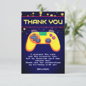 Retro Gamer Verjaardagsfeestje Flat Bedankt Card (Staand voorkant)