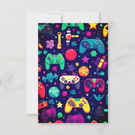 Retro Gamer Verjaardagsfeestje Flat Bedankt Card (Achterkant)