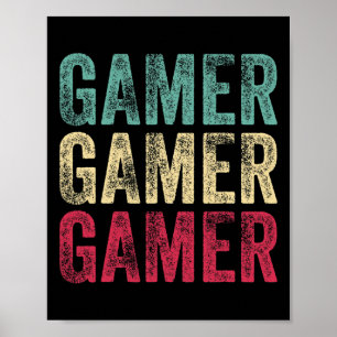  Retro Gamer Video Game Player boorden Tiener M Poster