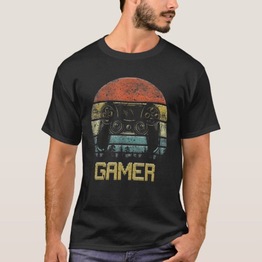  Retro Gamer Video Game Player boorden Tiener M T-shirt (Voorkant)