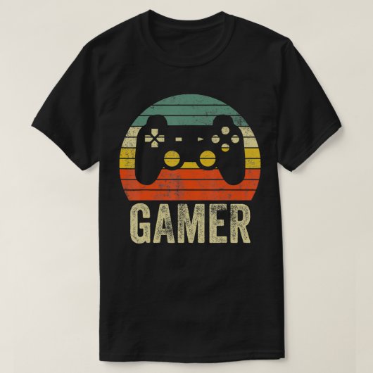  Retro Gamer Video Game Player boorden Tiener M T-shirt (Design voorkant)