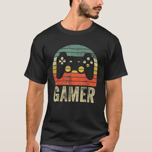 Retro Gamer Video Game Player boorden Tiener M T-shirt (Voorkant)