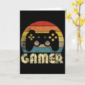 Retro Gamer Video Game Player Boys Teens Men Kaart (Gele Bloem)