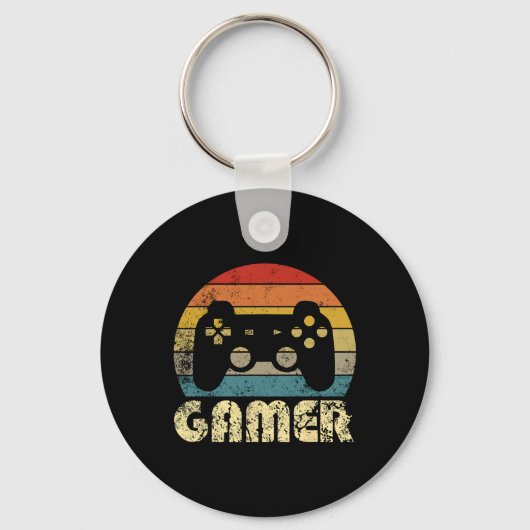 Retro Gamer Video Game Player Boys Teens Men Sleutelhanger (Voorkant)