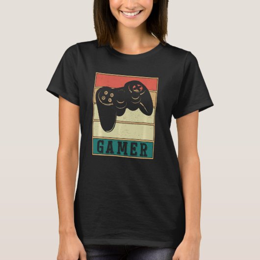  Retro Gamer Video Game Player T-shirt (Voorkant)