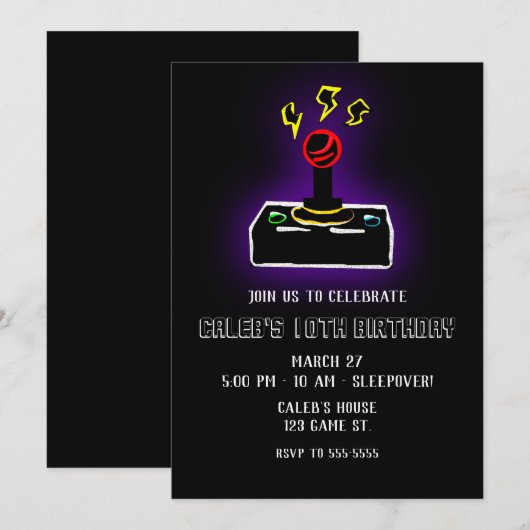 Retro Gamer Videospel Joystick Controller Feestje Kaart (Voorkant / Achterkant)