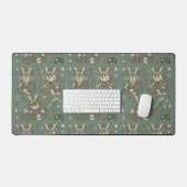 Retro Gamerende Katachtige Krijger  Bureaumat (Keyboard & Muis)