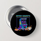  Retro Gamer's Fuel & Fun | 8-Bit Pixel Art Arcade Ronde Button 7,6 Cm (Voorkant /achterkant)