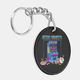 Retro Gamer's Fuel & Fun   8-Bit Pixel Art Arcade Sleutelhanger