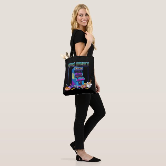 Retro Gamer's Fuel & Fun | 8-Bit Pixel Art Arcade Tote Bag (Op model)