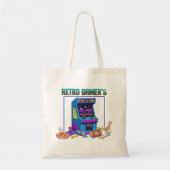 Retro Gamer's Fuel & Fun | 8-Bit Pixel Art Arcade Tote Bag (Voorkant)