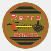 Retro Games Gold Ronde Sticker (Voorkant)