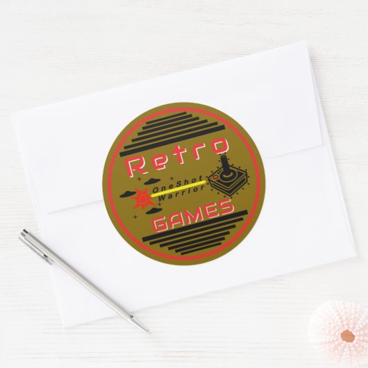 Retro Games Gold Ronde Sticker (Envelop)