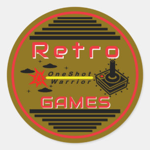 Retro Games Goud Ronde Sticker